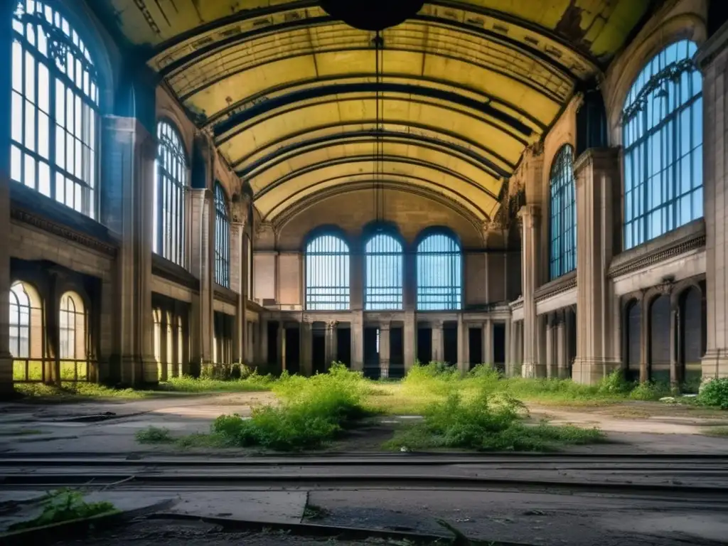 Explora la belleza y decadencia de la estación abandonada en Detroit, evocando el renacimiento cultural en Detroit escombros.
