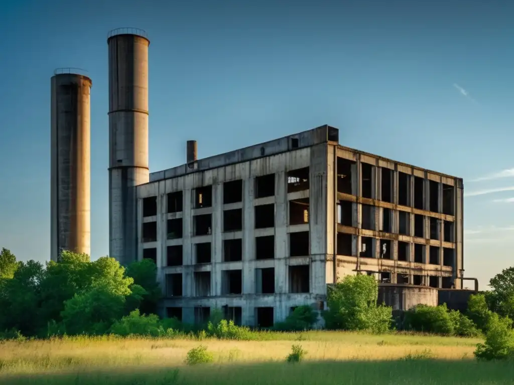 Fábrica de concreto abandonada en Missouri, capturando la imponente estructura y la atmósfera evocadora de su entorno.