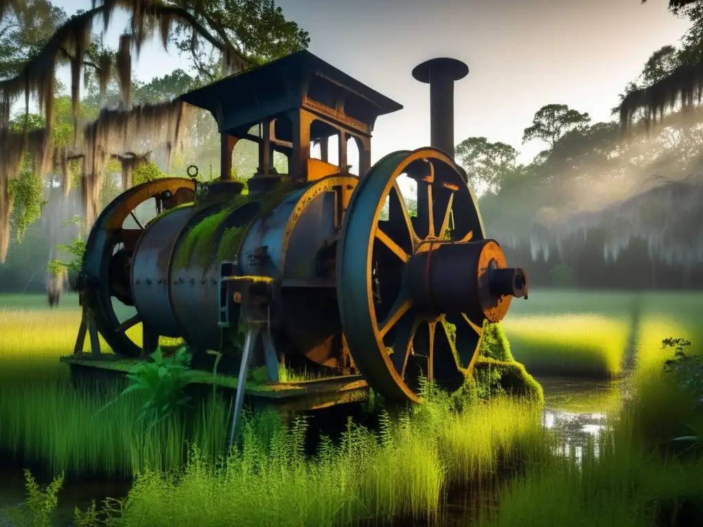 Una estación de bombeo abandonada en las ciénagas de Louisiana, envuelta en misterio y nostalgia.