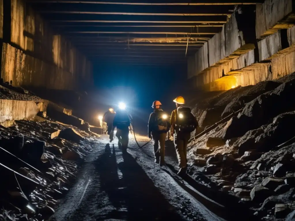 Exploradores con linternas recorren una mina de carbón abandonada en West Virginia. El ambiente es oscuro y cargado de historia.